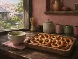Pretzels and Matcha by the Window